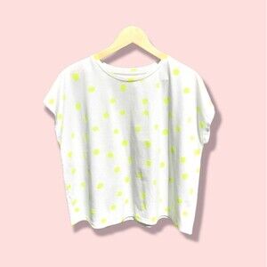 Arizona Top T-Shirt White Yellow Neon Polka Dot Tee Pullover Plus Size 3XL